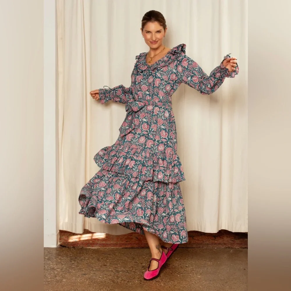 Floral Maxi Dress with Ruffle Details - Picture 2 of 11